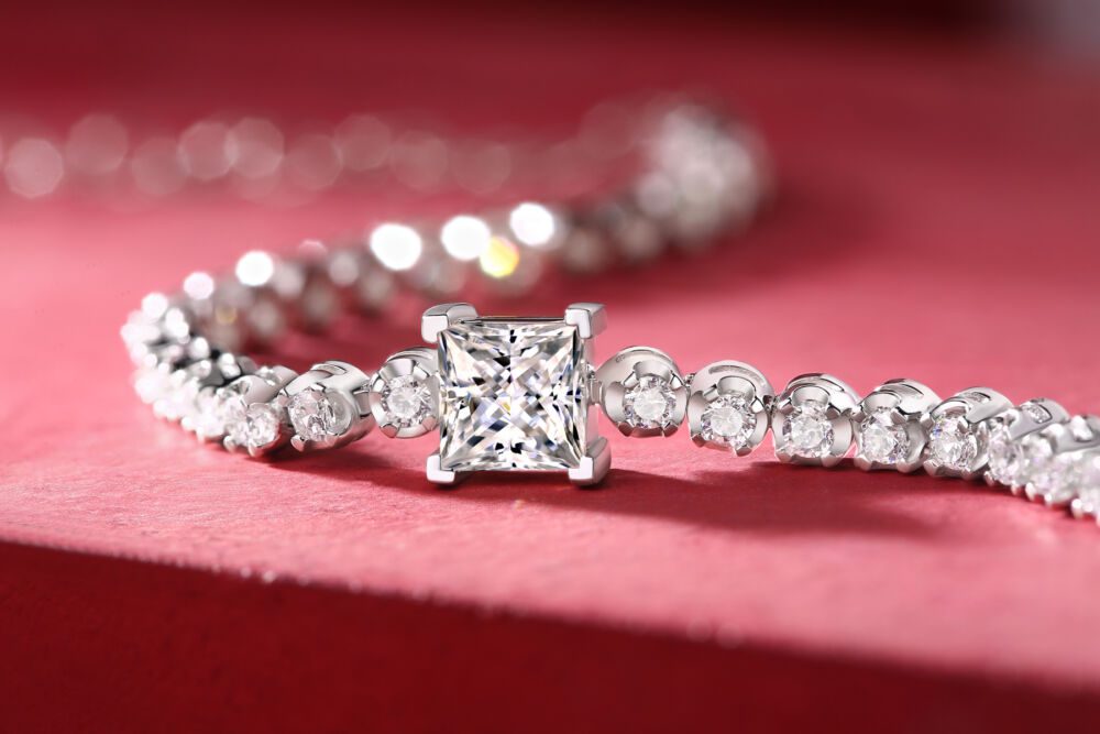 Rubik's Cube Luxury Fashion Mosan Diamond Silver Jewelry Comparable To Natural Diamond Bracelet - Image 2