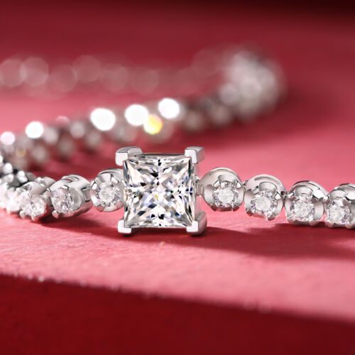 Rubik's Cube Luxury Fashion Mosan Diamond Silver Jewelry Comparable To Natural Diamond Bracelet