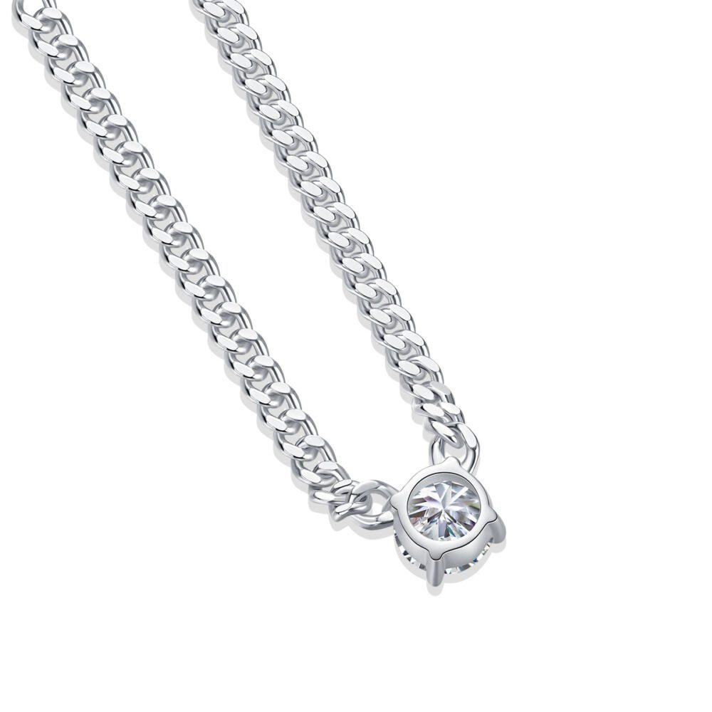 Cuban Necklace Luxury Fashion Diamond Pendant Necklace Set With Mosan Diamond Silver Ornaments - Image 2