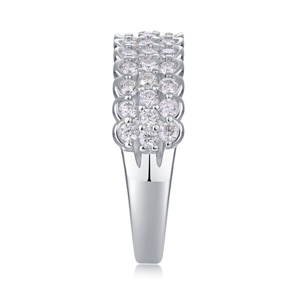 Multi-row Diamond Ring Luxury Fashion Set Moissanite Silver Ring