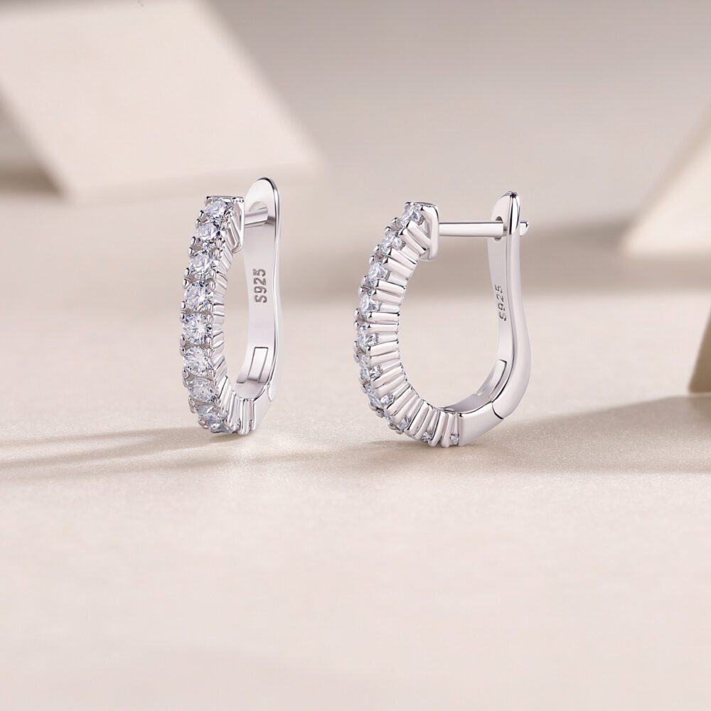Lumière Hoops Radiant Moissanite Silver Earrings - Image 2