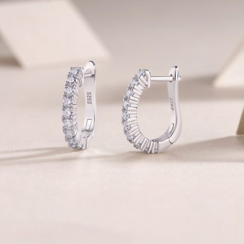 Lumière Hoops Radiant Moissanite Silver Earrings