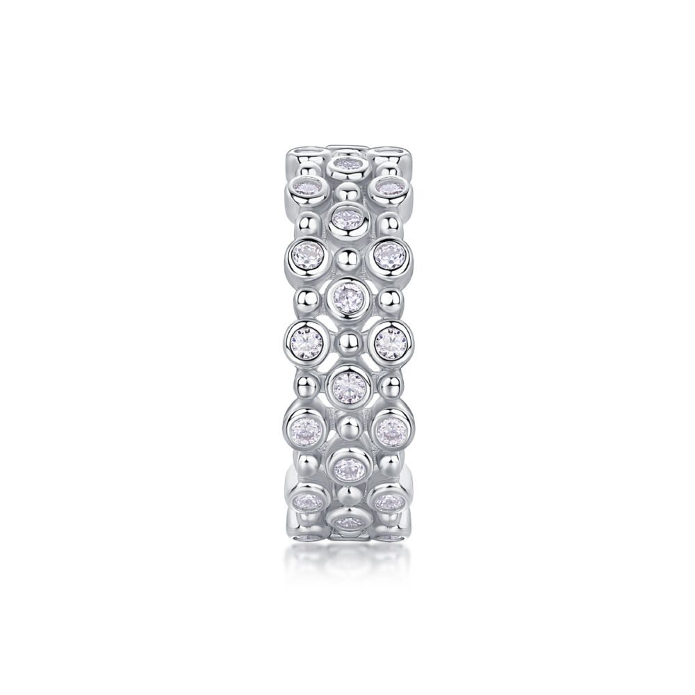 Multi-row Diamond Ring Luxury Fashion Set Moissanite Silver Ring - Image 3