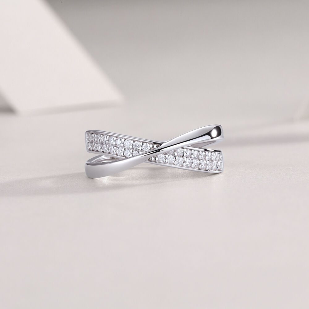 Wrap Around The Diamond Ring Luxury Fashion Set Moissanite Silver Ring - Image 3
