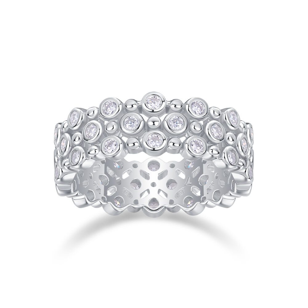 Multi-row Diamond Ring Luxury Fashion Set Moissanite Silver Ring