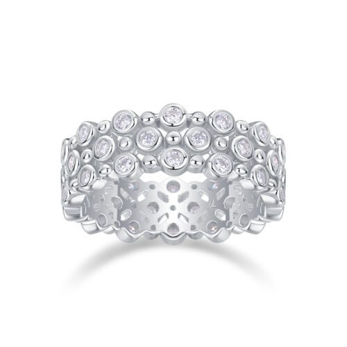 Multi-row Diamond Ring Luxury Fashion Set Moissanite Silver Ring