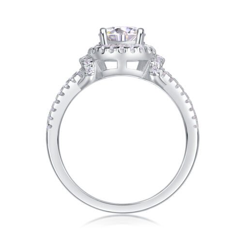 Luxury Fashion Large Diamond Wedding Ring With Moissanite Silver Ring