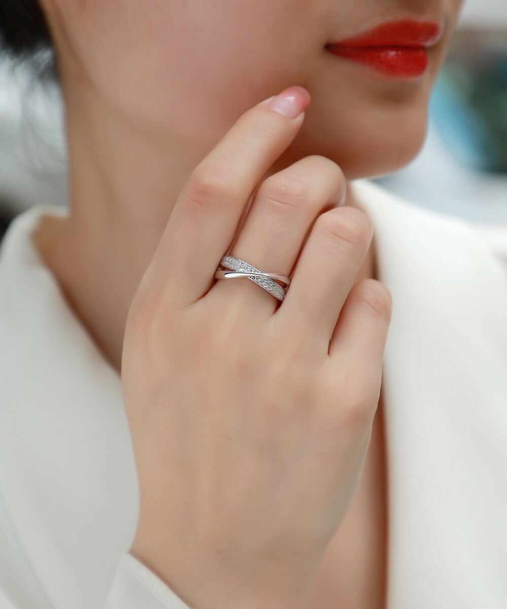 Wrap Around The Diamond Ring Luxury Fashion Set Moissanite Silver Ring - Image 2