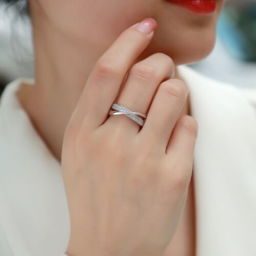 Wrap Around The Diamond Ring Luxury Fashion Set Moissanite Silver Ring