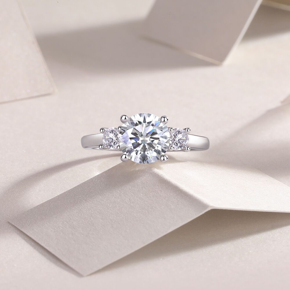 Large Diamond Ring Luxury Fashion Set Moissanite Silver Ring - Image 6