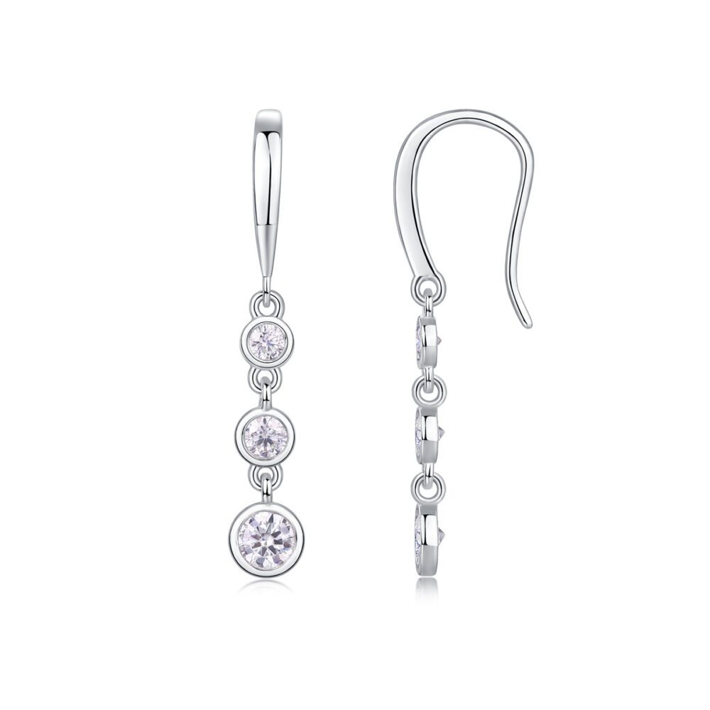 Celestia Drops Moissanite Trio Earrings in S925 Silver