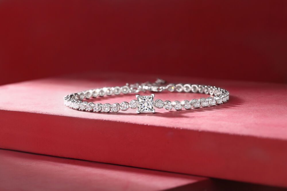 Rubik's Cube Luxury Fashion Mosan Diamond Silver Jewelry Comparable To Natural Diamond Bracelet - Image 6