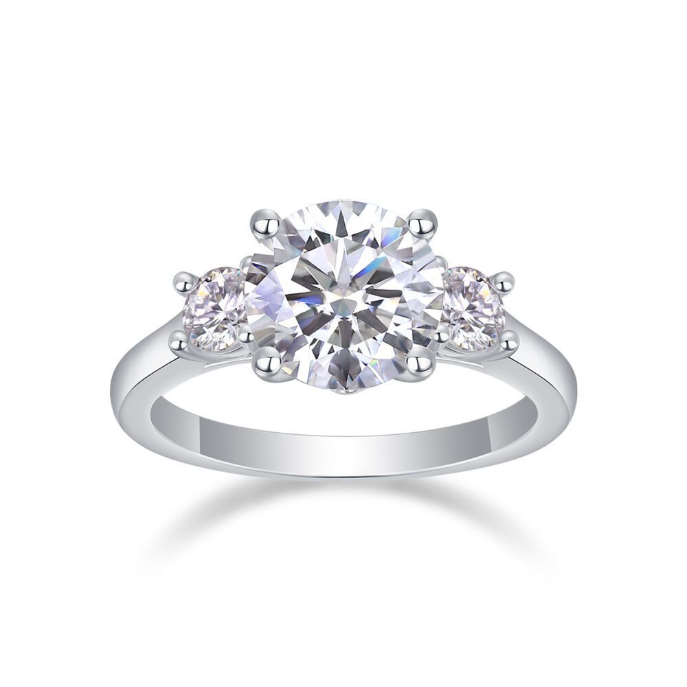 Large Diamond Ring Luxury Fashion Set Moissanite Silver Ring - Image 3