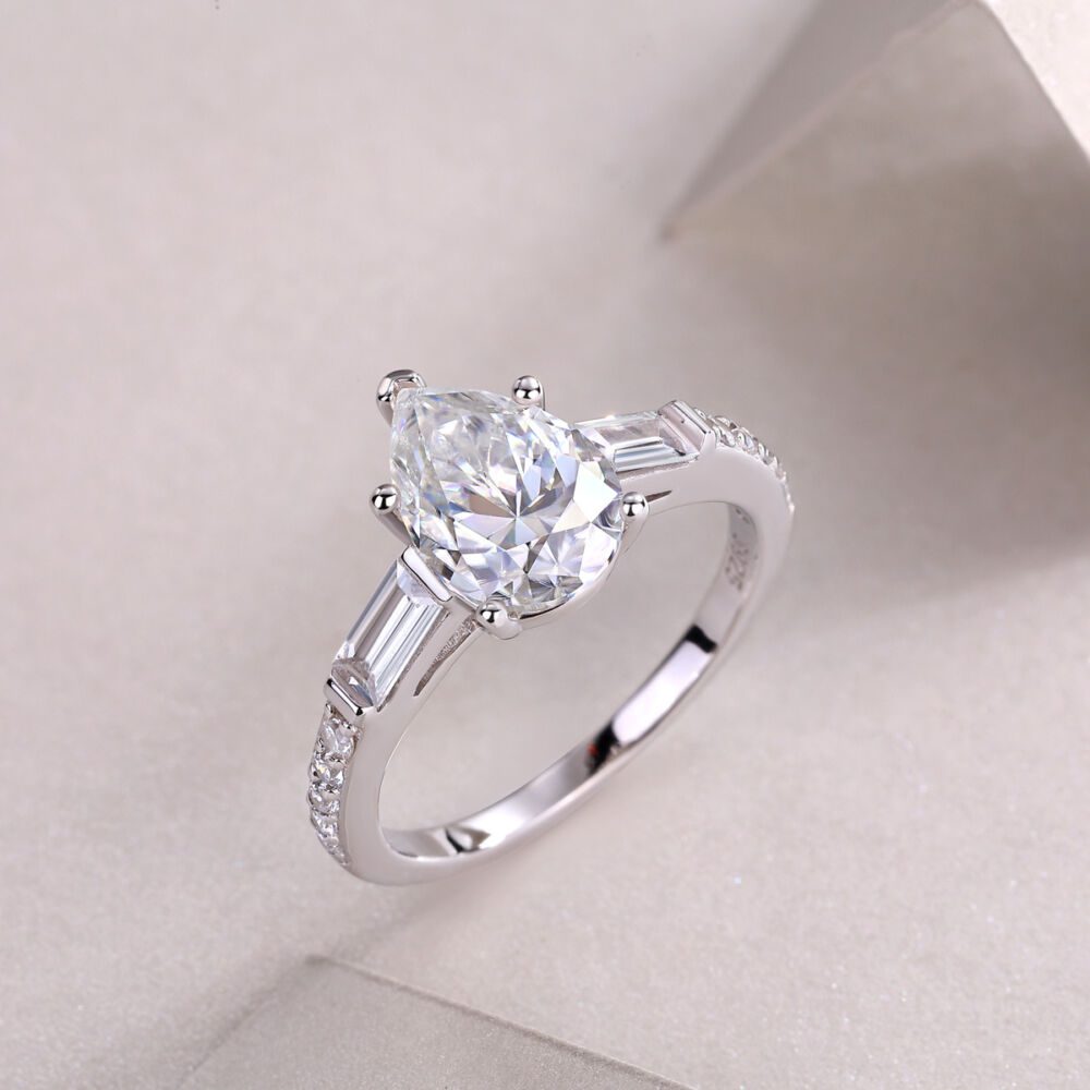 Large Diamond Diamond Ring Luxury Fashion Set Moissanite Silver Ring - Image 5