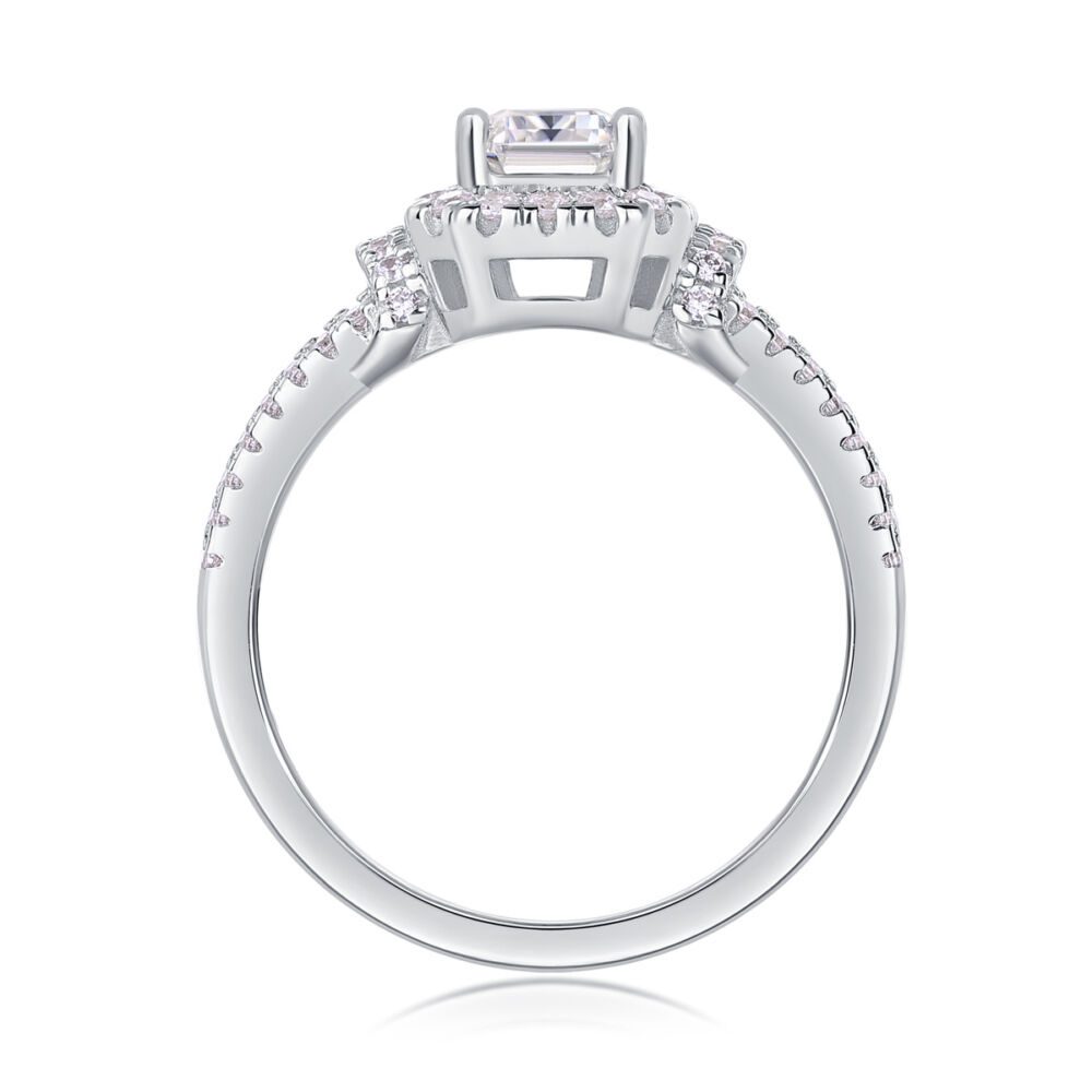 Square Luxury Diamond Ring Fashion Moissanite Silver Ring - Image 3