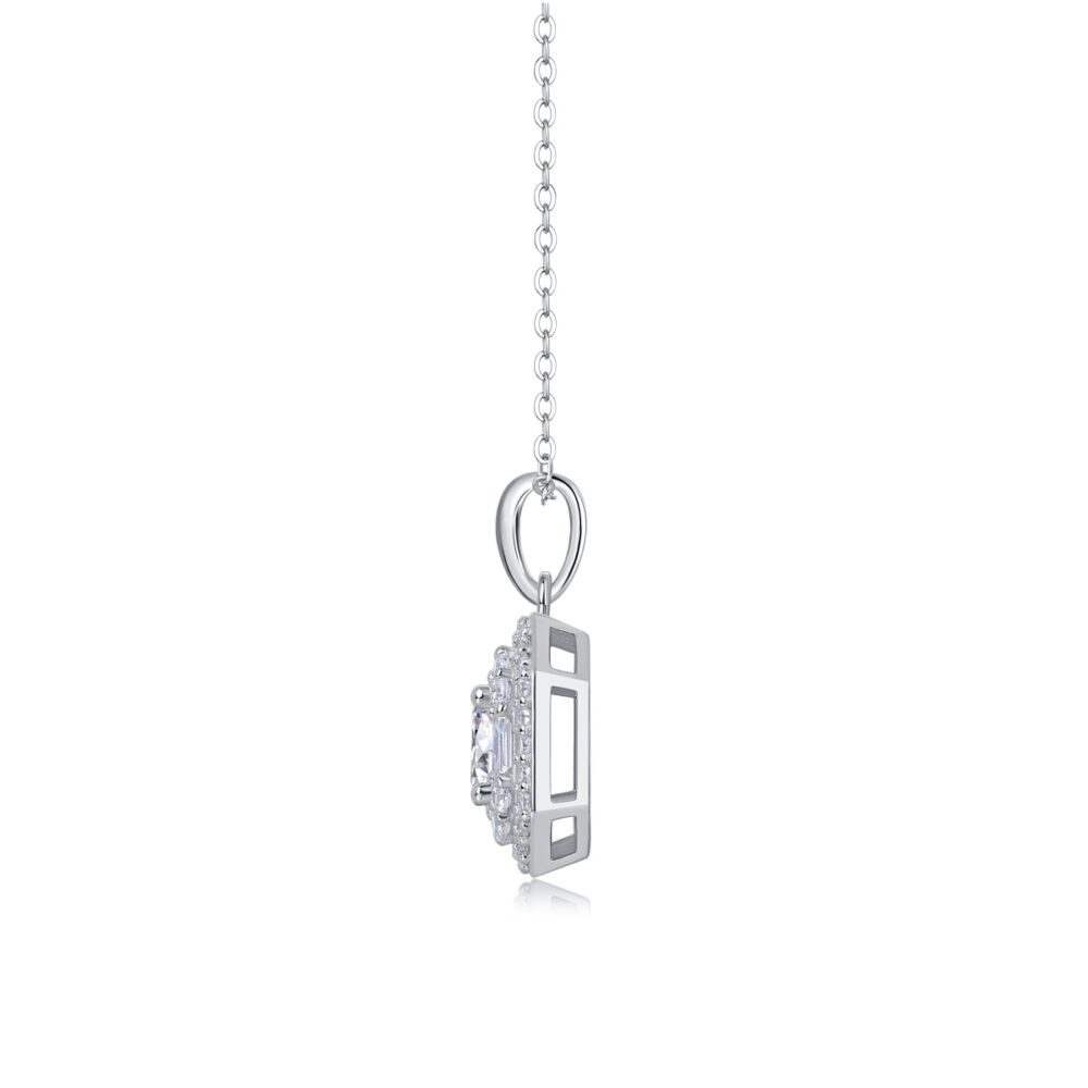 Small Square Bag Luxury Fashion Diamond Pendant Necklace Set With Mosan Diamond Silver Ornaments - Image 2