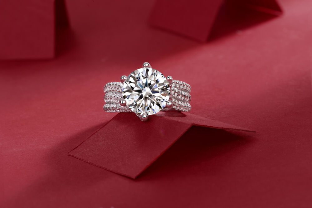 Luxury Fashion Large Diamond Ring Moissanite Silver Ring - Image 6