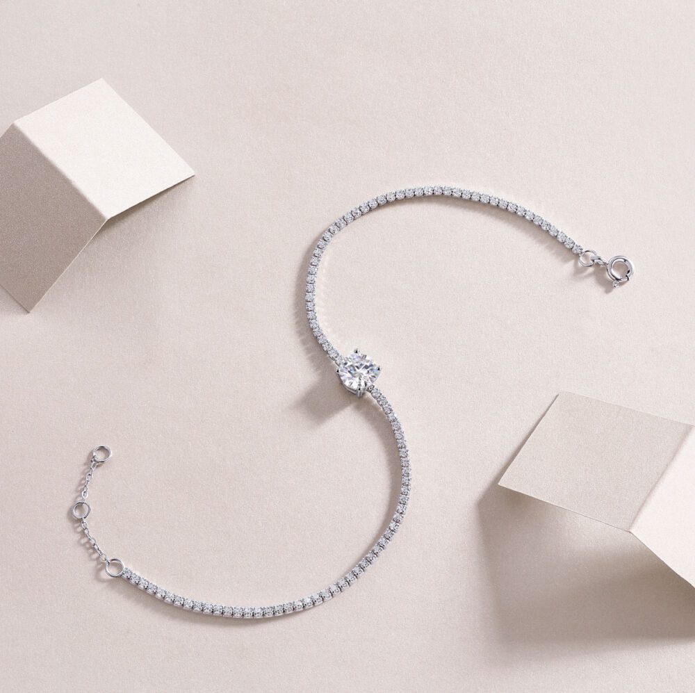 Dawn Luxury Fashion Mossan Diamond S925 Silver Bracelet - Image 4
