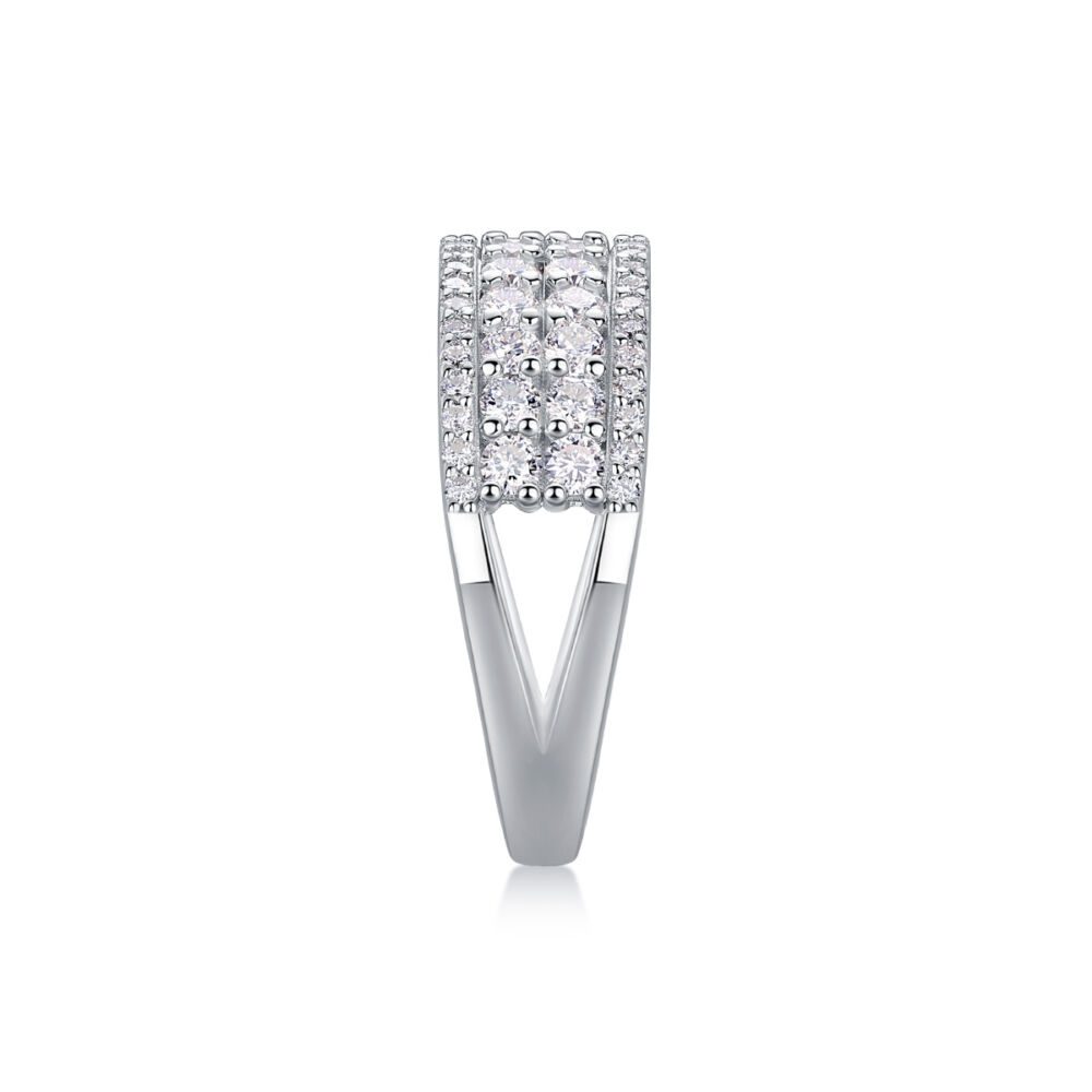 Multi-row Diamond Ring Luxury Fashion Set Moissanite Silver Ring - Image 3