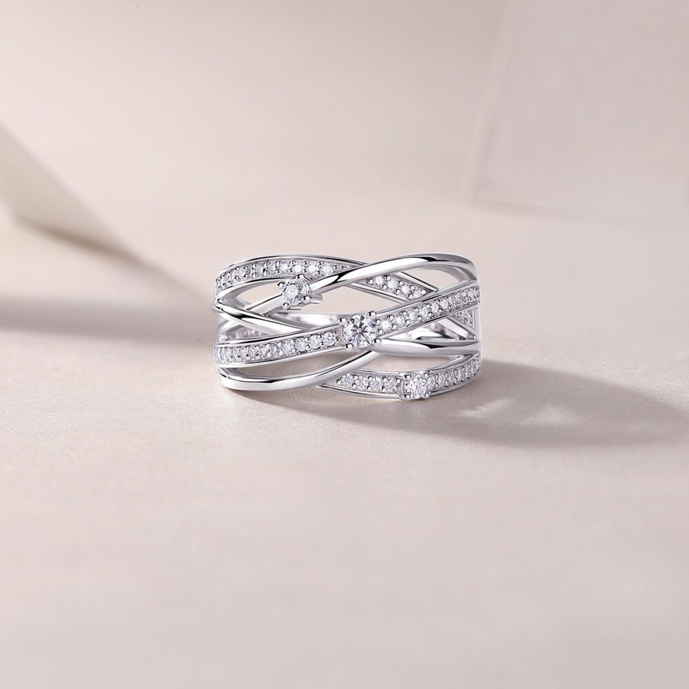 Star Ring Diamond Ring Luxury Fashion Set Moissanite Silver Ring - Image 3