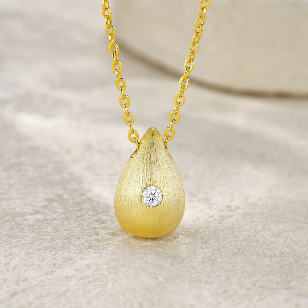 Dreamy Water Drop - A Trendy Diamond Jewelry Necklace Pendant Set With 1-carat Moissanite S925 Sterling Silver And Gold Plating - Image 7