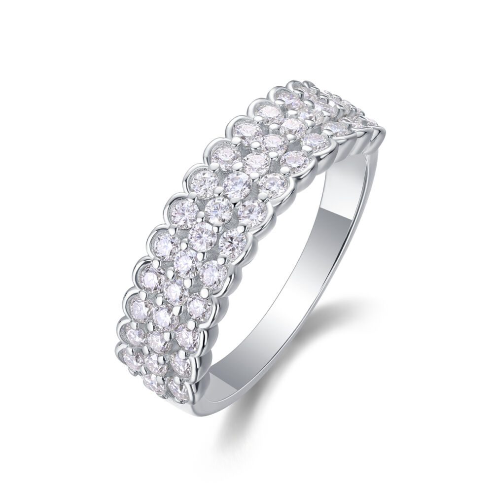 Multi-row Diamond Ring Luxury Fashion Set Moissanite Silver Ring - Image 2