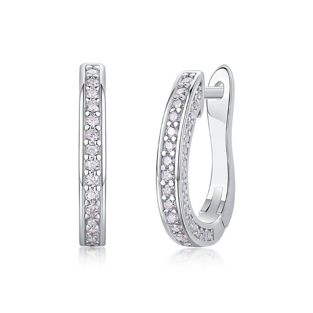Highlight - S925 Moissanite Sterling Silver Earrings With Platinum-plated Stud Earrings, Fashionable, Trendy And Affordable Diamond Jewelry - Image 4