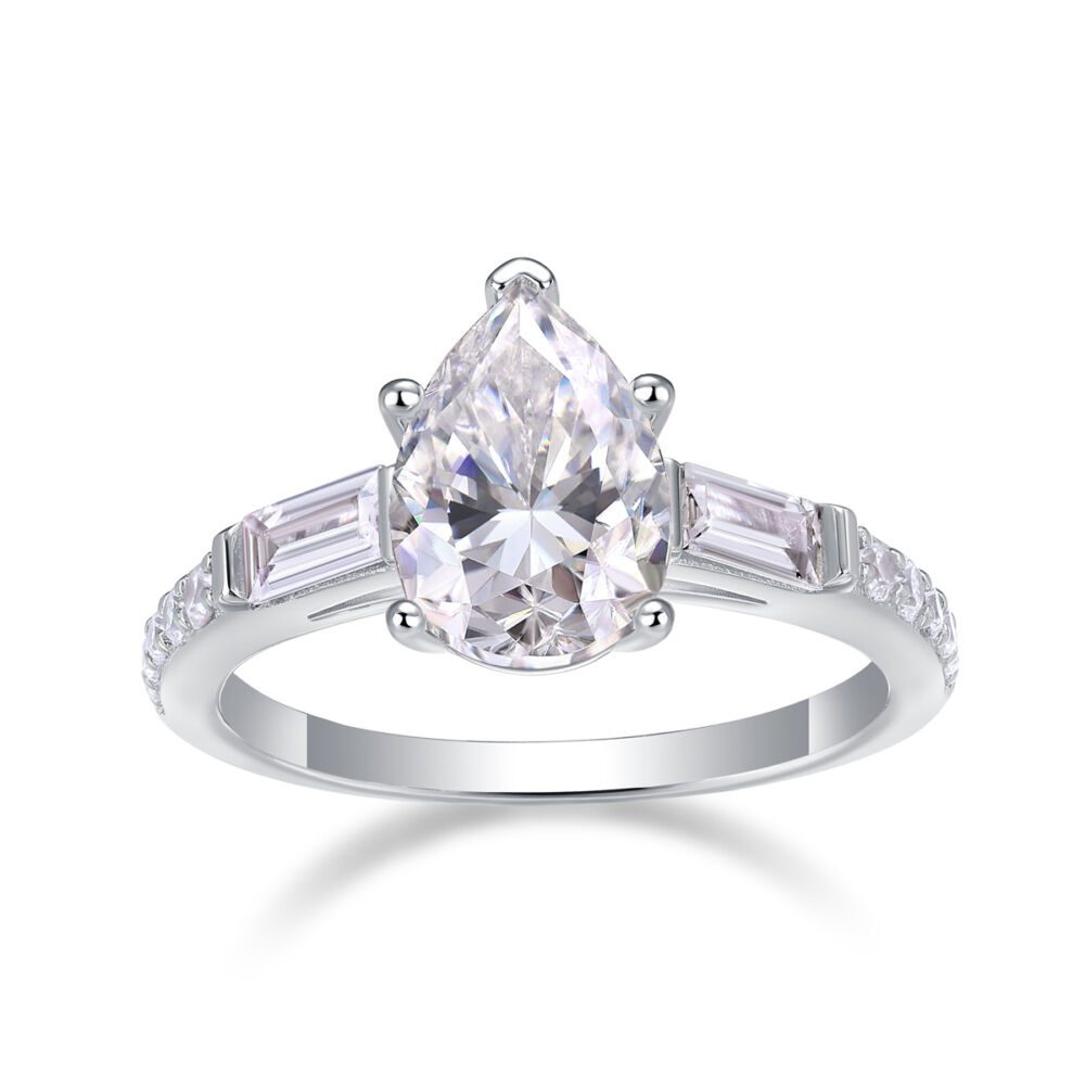 Large Diamond Diamond Ring Luxury Fashion Set Moissanite Silver Ring - Image 2