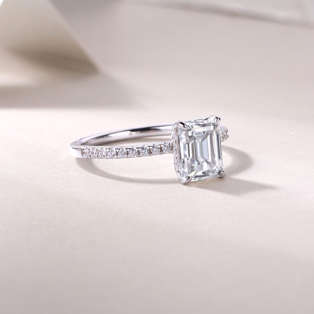 Square Diamond Ring Luxury Fashion Set Moissanite Silver Ring - Image 6