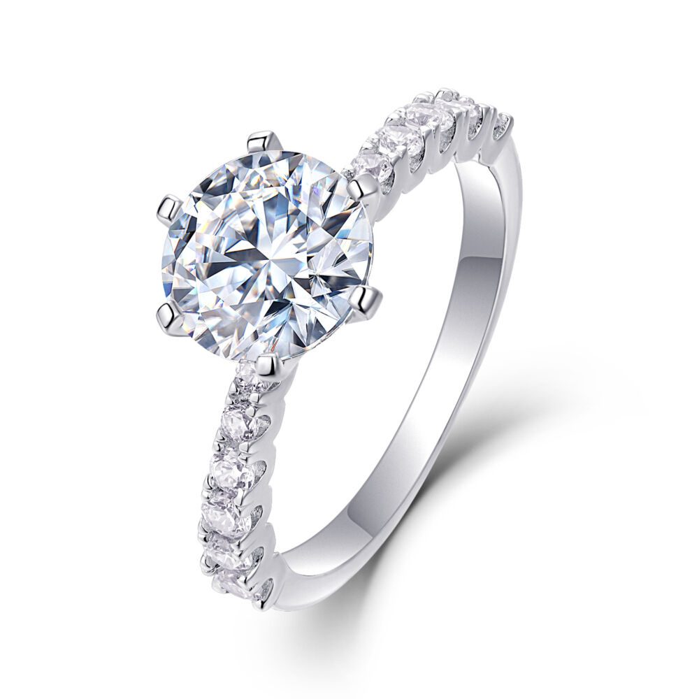 Large Diamond Diamond Ring Luxury Fashion Set Moissanite Silver Ring - Image 3