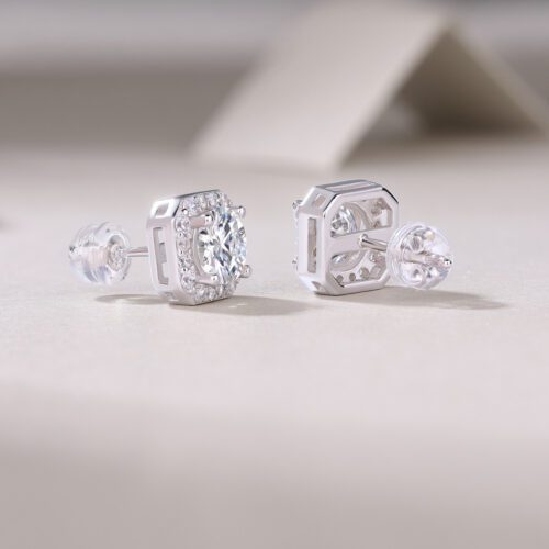 Luxxi Radiance Halo Stud Earrings – Sparkling Round Cut with Pavé Accents