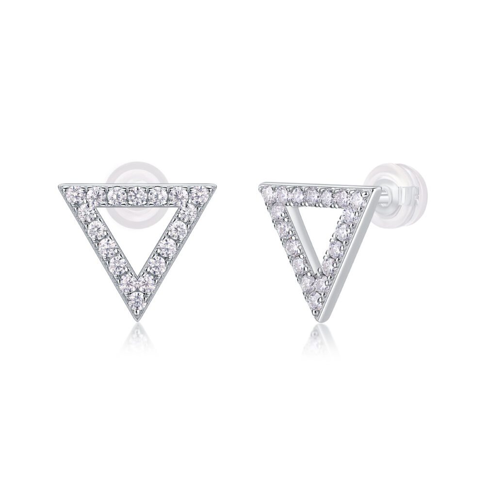 Aeris Triangles Moissanite Pavé Earrings in S925 Silver
