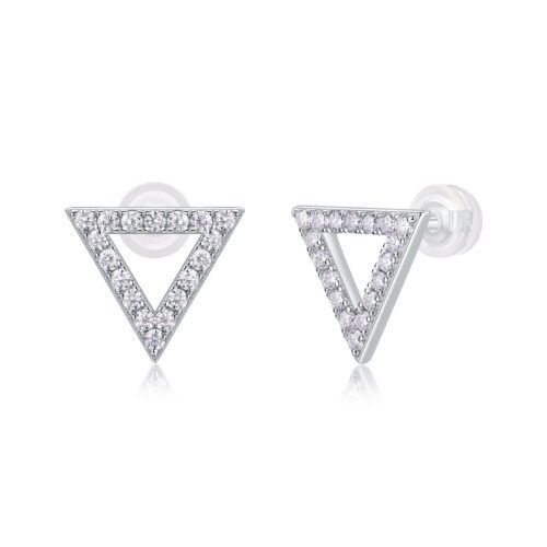 Aeris Triangles Moissanite Pavé Earrings in S925 Silver