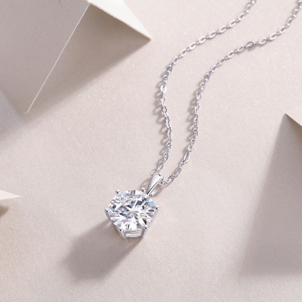 Refreshing Breeze Dancing Luxurious Fashion Diamond Pendant Necklace Set With Mosan Diamond Silver Ornaments - Image 3
