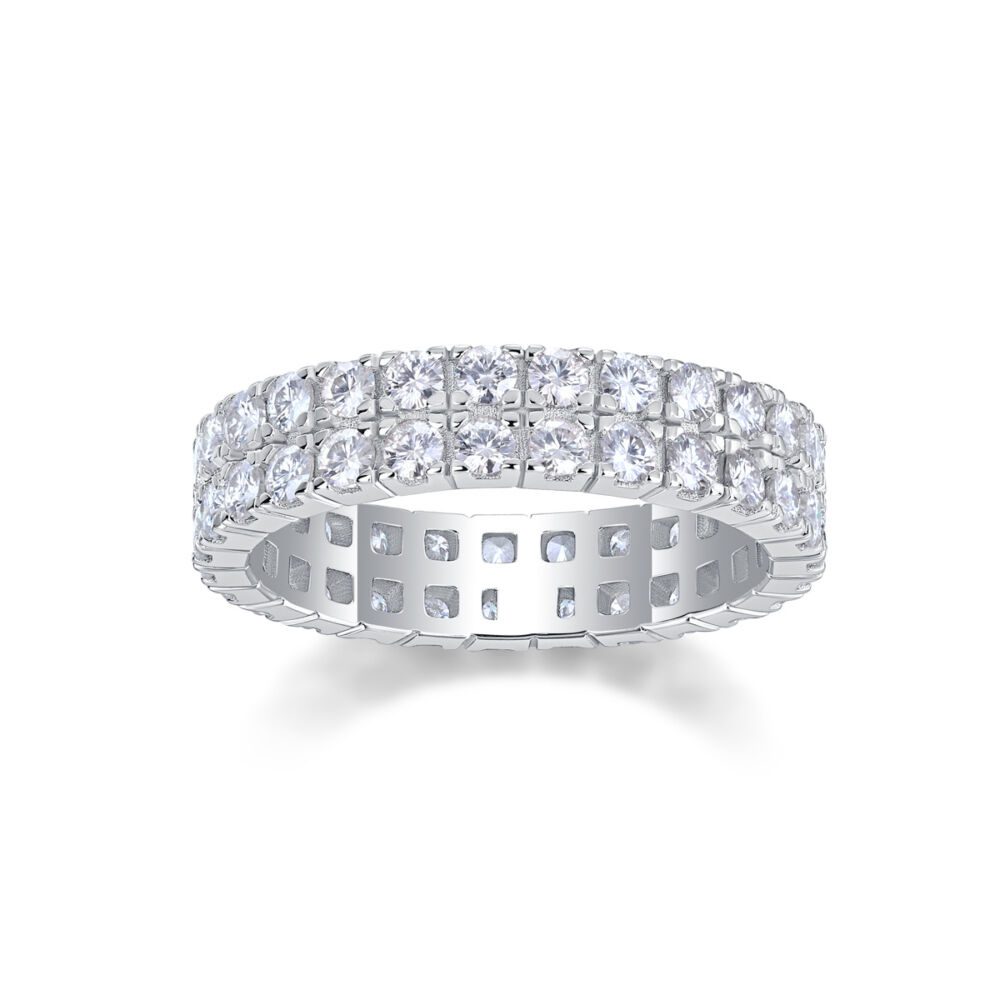 Multi-row Diamond Ring Luxury Fashion Set Moissanite Silver Ring