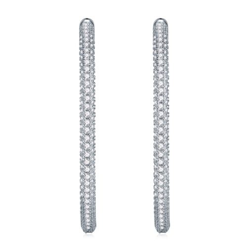 Light Luxury Mosan Diamond Hoop Studs – Sparkling Silver Elegance