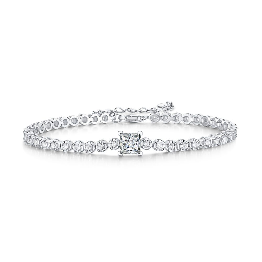 Rubik's Cube Luxury Fashion Mosan Diamond Silver Jewelry Comparable To Natural Diamond Bracelet - Image 4