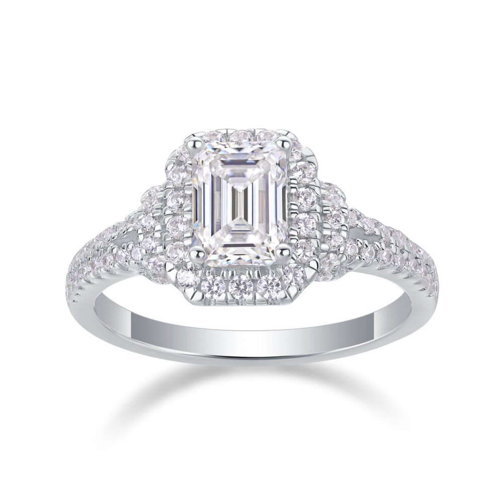 Square Luxury Diamond Ring Fashion Moissanite Silver Ring - Image 4