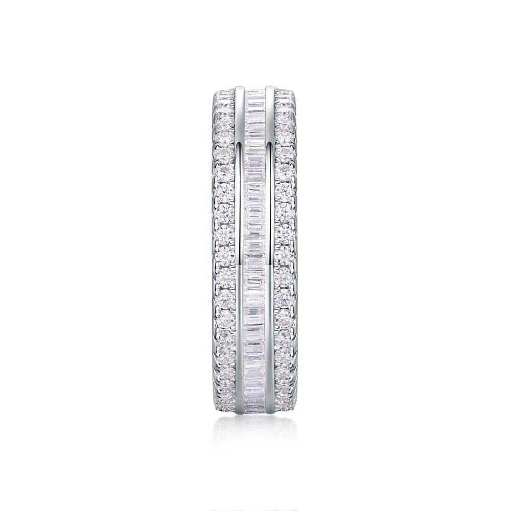 Three Row Diamond Ring Luxury Fashion Set Moissanite Silver Ring