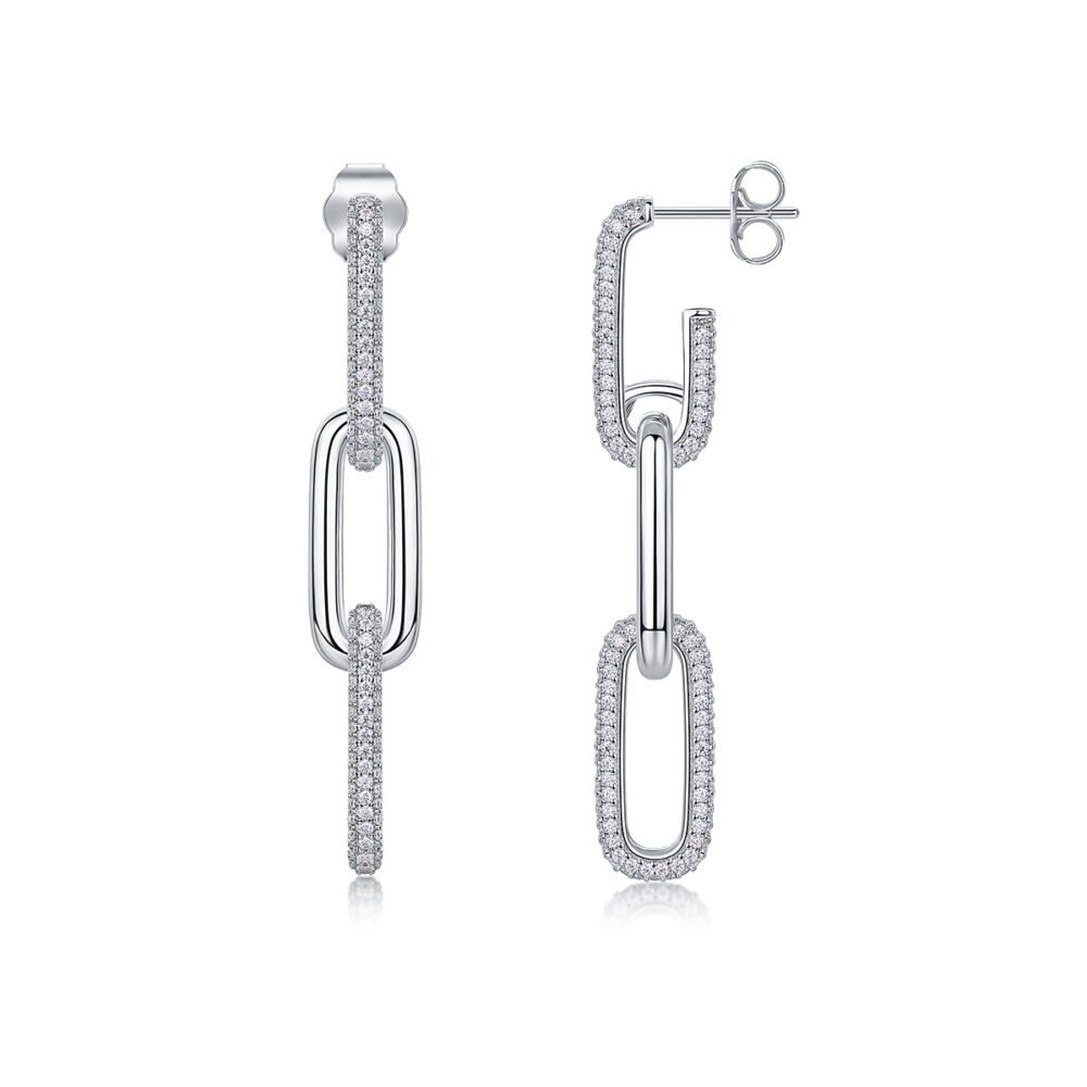 Chain Luxury Fashion Diamond Earrings Stud Set With Mosan Diamond Silver Ornaments - Image 2