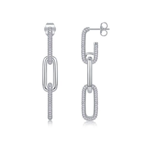 Chain Luxury Fashion Diamond Earrings Stud Set With Mosan Diamond Silver Ornaments