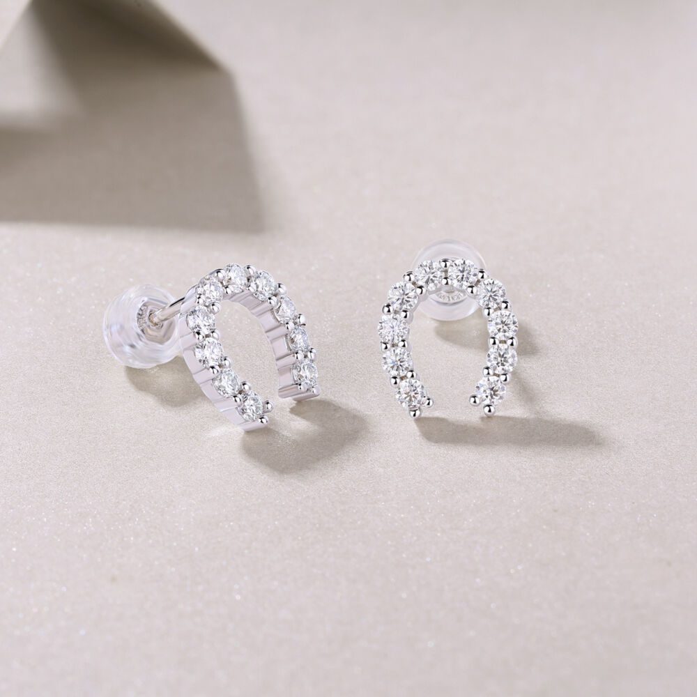 Keep Happiness Diamond Set Moissanite Silver Earrings Luxury Fashion Diamond Earrings Stud Earrings - Image 3