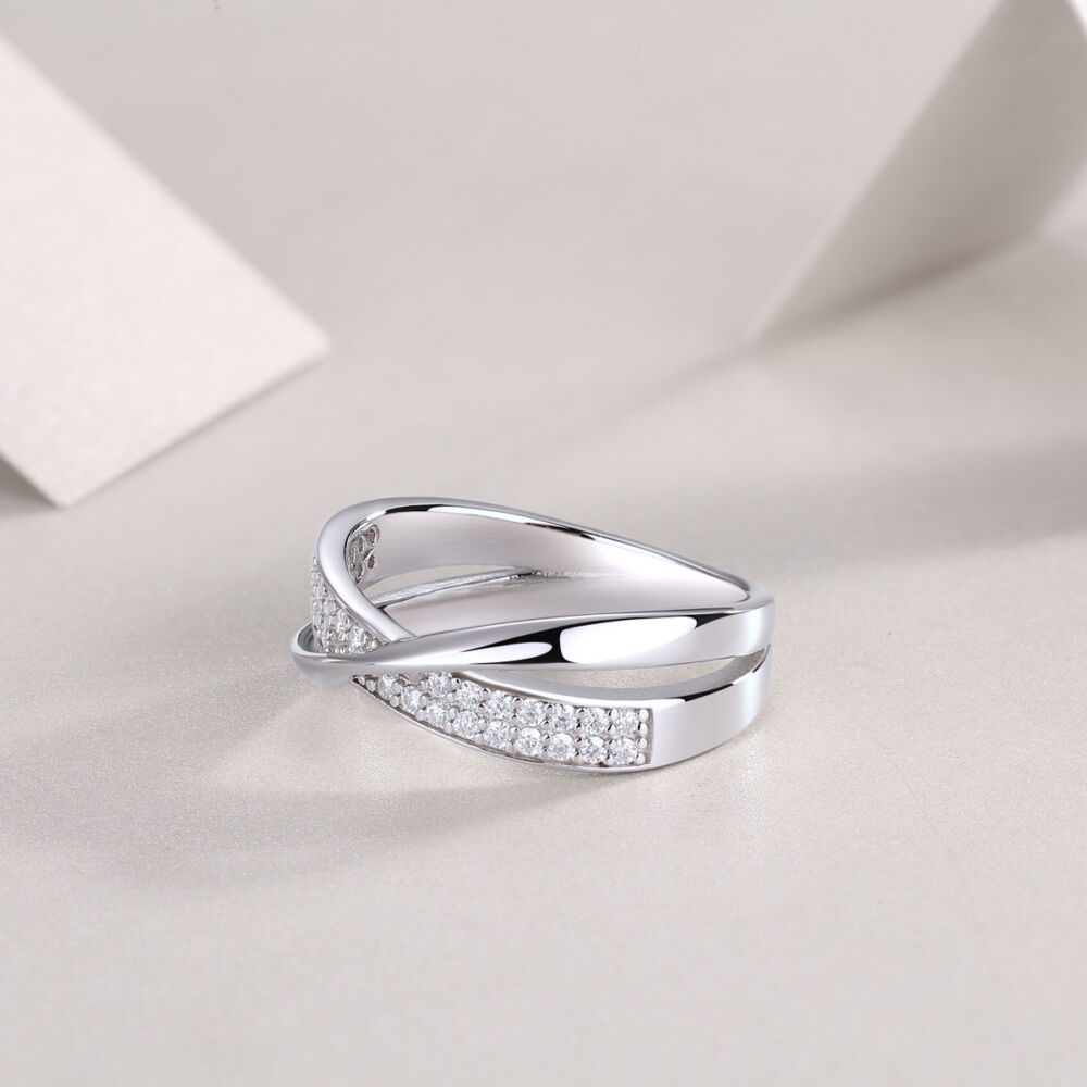 Wrap Around The Diamond Ring Luxury Fashion Set Moissanite Silver Ring - Image 8