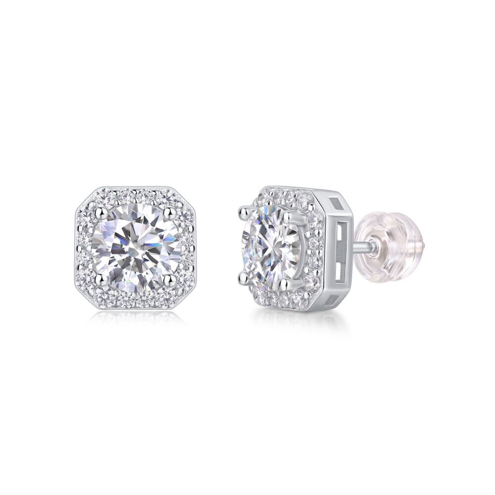 Luxxi Radiance Halo Stud Earrings – Sparkling Round Cut with Pavé Accents - Image 4