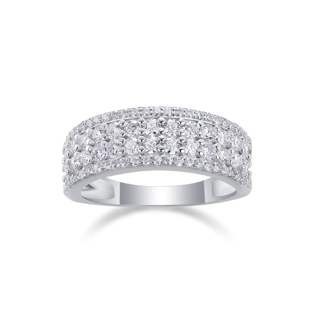Multi-row Diamond Ring Luxury Fashion Set Moissanite Silver Ring - Image 2