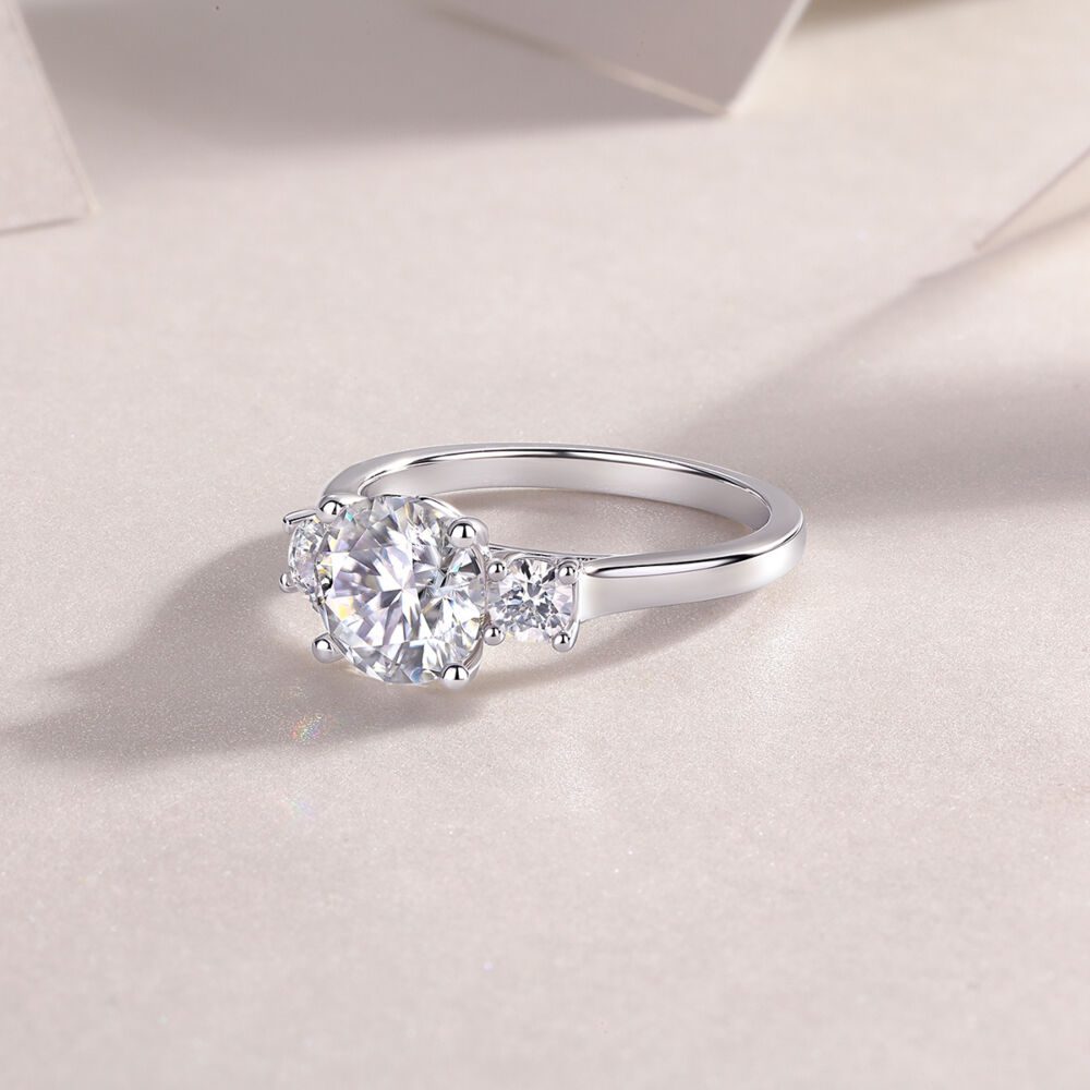 Large Diamond Ring Luxury Fashion Set Moissanite Silver Ring - Image 5