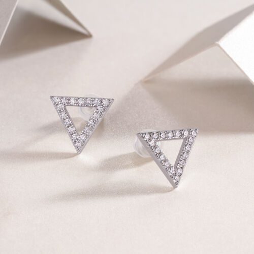 Unique - Set With Moissanite S925 Sterling Silver And Platinum-plated Stud Earrings, Fashionable, Trendy And Affordable Jewelry