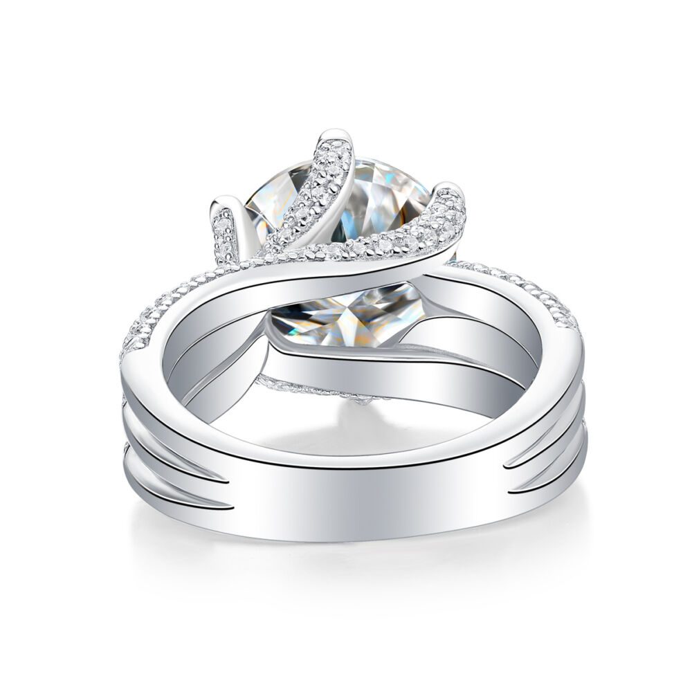 Luxury Fashion Large Diamond Ring Moissanite Silver Ring - Image 2