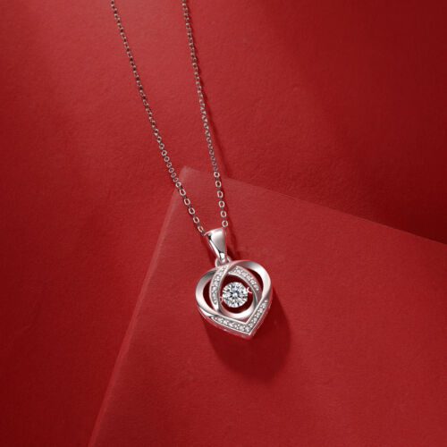 With You In My Heart - A Fashionable And Trendy Jewelry Necklace Pendant Set With 0.5-carat Moissanite S925 Sterling Silver And Platinum Plating
