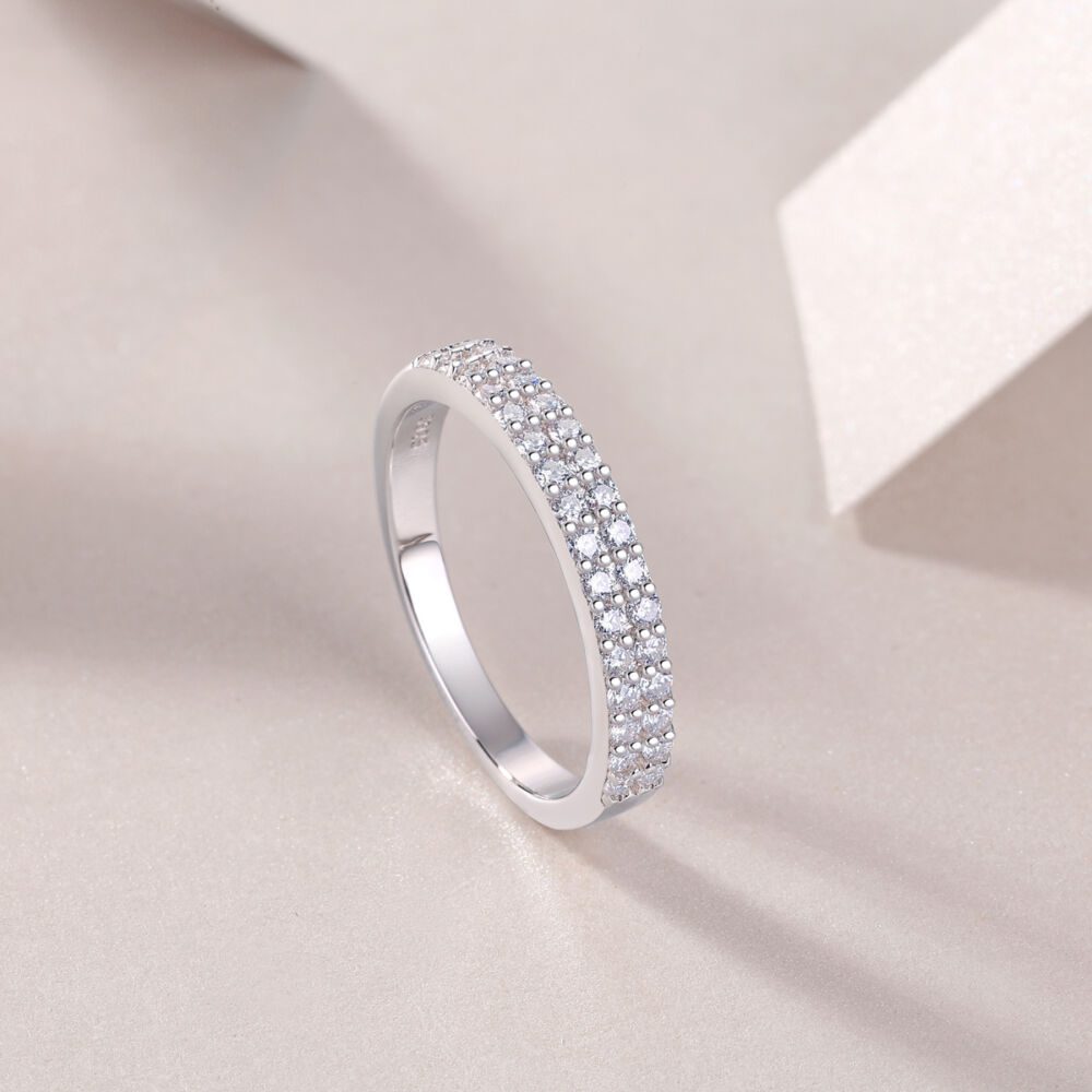 Luxury Fashion Double Row Diamond Ring With Moissanite Silver Ring - Image 6